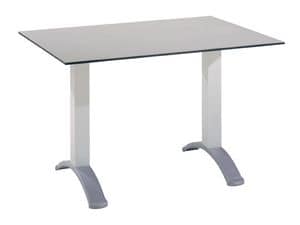 Table 120x80 cod. 07, Rectangular table with 2 aluminum columns base