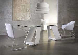 KRONOS, Glass and wood dining table