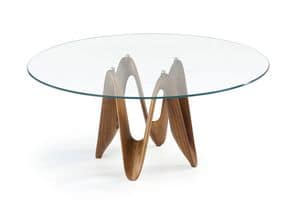 Lambda Round, Table with cristalplant base, glass top, for stays