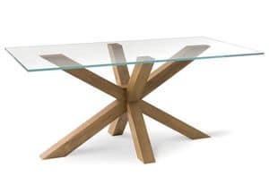 LORD, Modern table with glass top, for living room