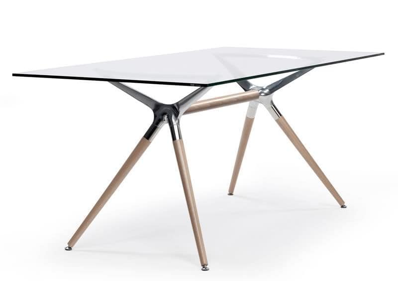 Rectangular Design Table Wood Structure And Glass Top Idfdesign