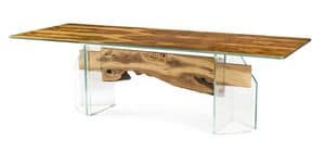 Portofino, Rectangular wooden and glass table