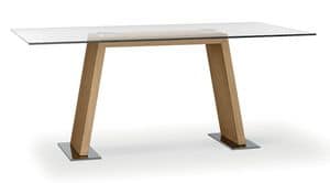 SPIGA, Rectangular table with clear glass top