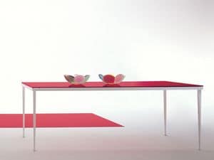 Arge, Rectangular metal table with glass