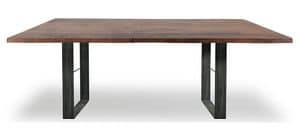 BOND, Table with metal base and solid wood top