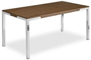 CAPUA 2, Modern metal table with veneer walnut top