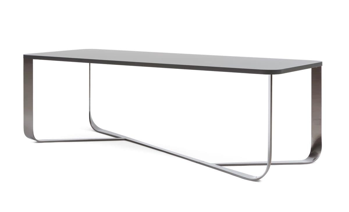 Confluence rectangular, Minimal table with steel structure, rectangular top