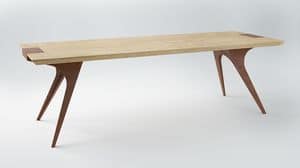 EREISMA - VAR. 1, Table with oak top, glazed steel support