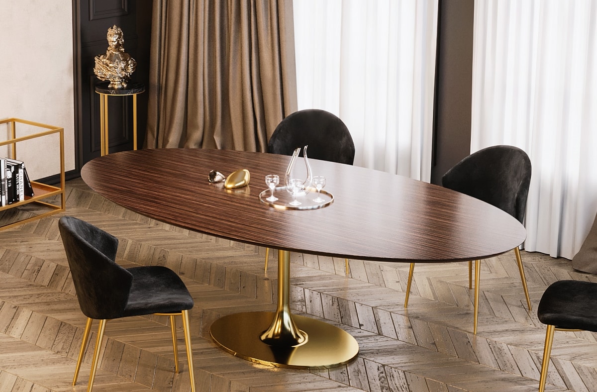 Glam table, Oval table with macassar ebony top