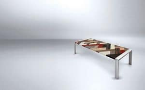 PEGASO 2.5 PW45, Rectangular table with metal frame, wooden top, ideal for linear modern dining room