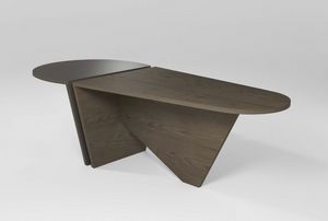 Simone, Oval table veneered walnut Canaletto, in stile moderno