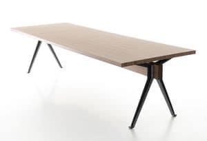 Volta table, Design table, with cast iron legs with T-profile