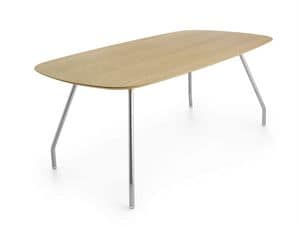 Worktop Mono 185, Oval wooden table with steel legs