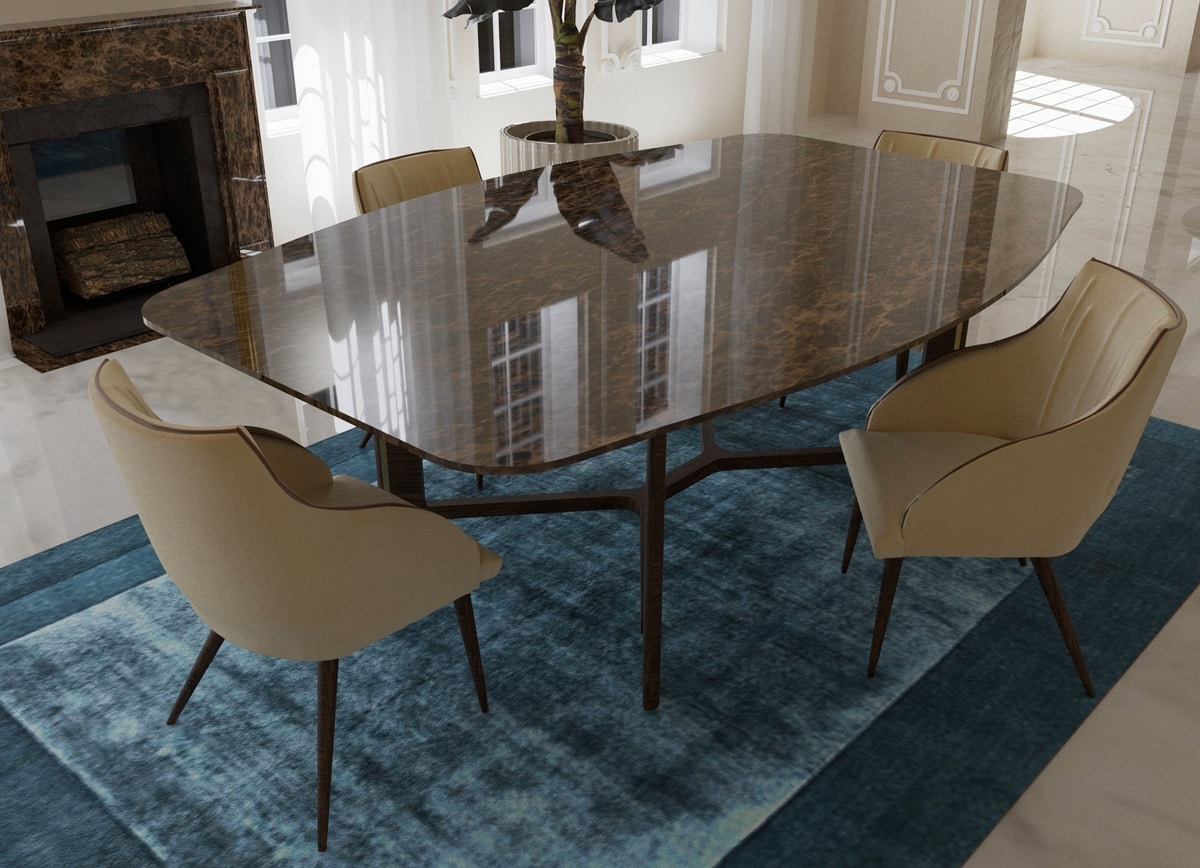Moon marble table, Table with marble top, with a sinuous shape