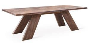 ELWOOD, Linear rustic table in solid wood