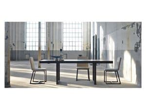 Kartesio, Extendable dining table, in oak or walnut