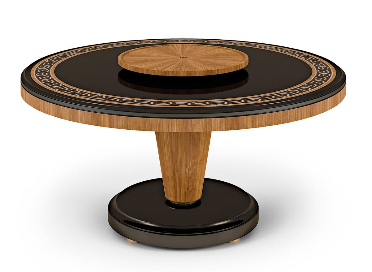 LEXINGTON AVENUE Tavolo, Round table with inlays in wood