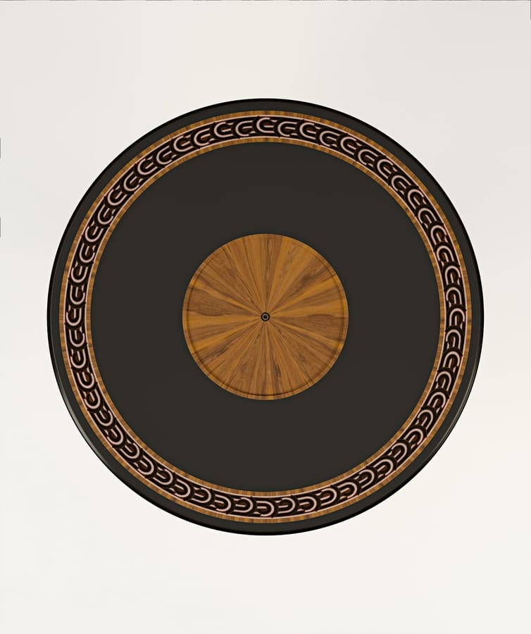 LEXINGTON AVENUE Tavolo, Round table with inlays in wood