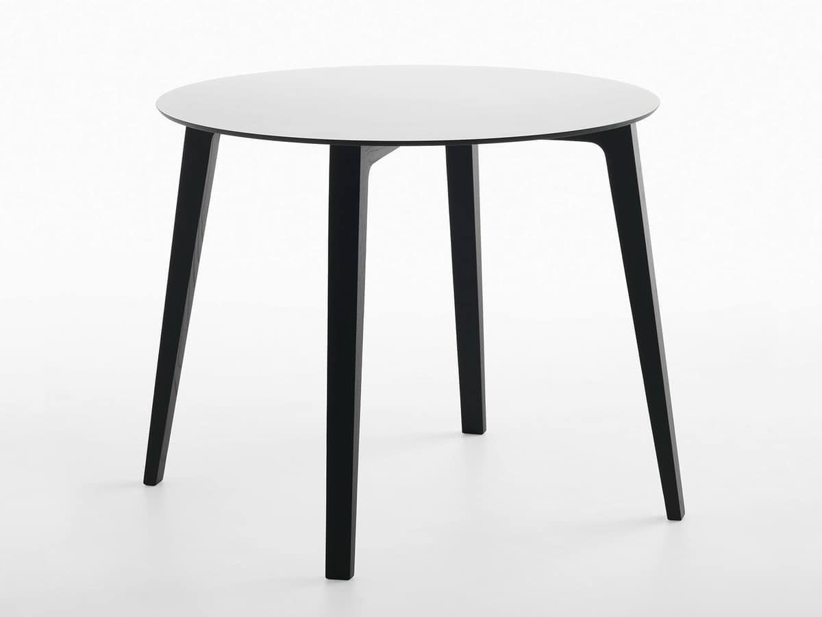 Mixis T, Wooden table with round top