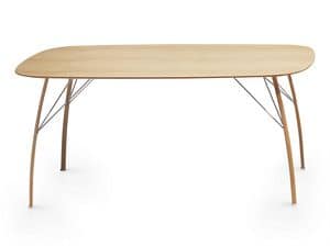 Sospeso O, Rectangular dining table with beveled edges