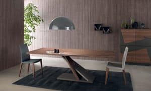 Zed 595, Design table in veneered metal, for Kitchen