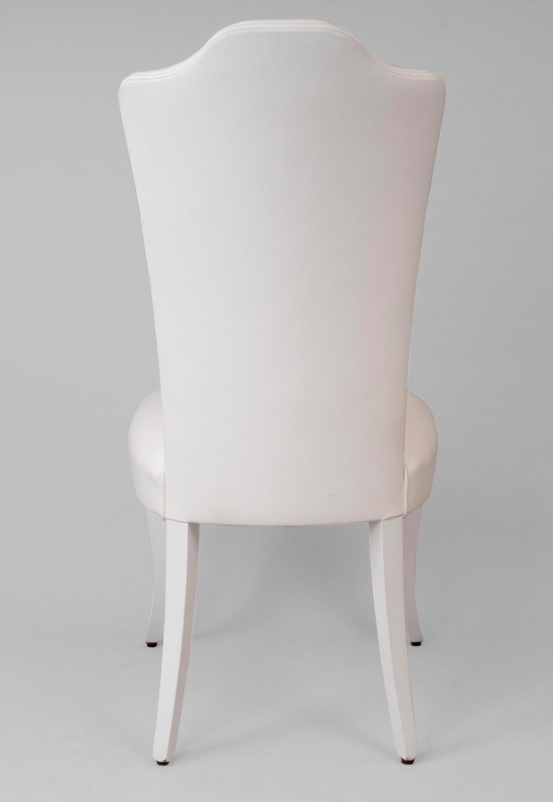 BS419S - Chair, Upholstered chair in white lacquered wood