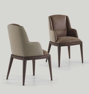 Darrel chair, Dining chair with armrests, covered in leather