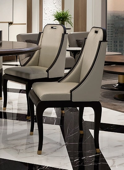 Dilan Art. D13, Dining chair in leather and fabric