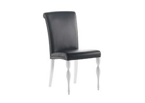 Elenoire, Chair upholstered in leather, with turned legs
