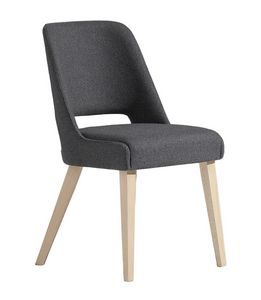 Elodie, Padded wooden chair with a contemporary design