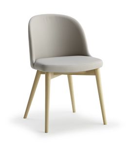 Emma, Wooden chair with upholstered shell