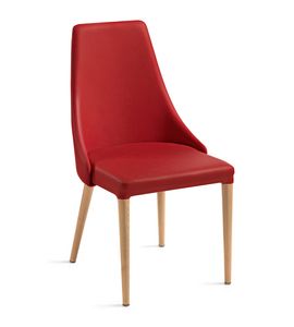 Evelin wooden legs, Chair with enveloping backrest