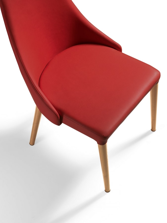 Evelin wooden legs, Chair with enveloping backrest