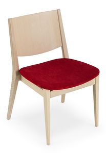 Rosa, Wooden chair with upholstered seat