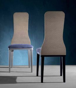 SE56 Optical Skin chair, Chair with wooden backrest, with 3d effect slab