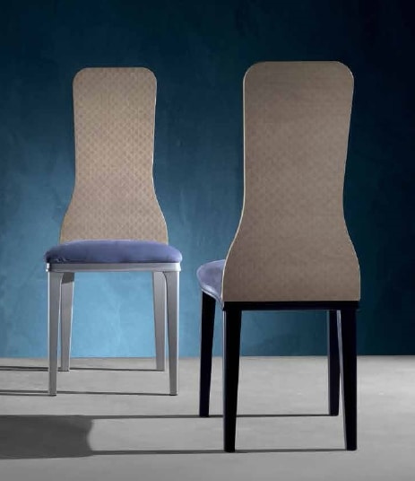 SE56 Optical Skin chair, Chair with wooden backrest, with 3d effect slab
