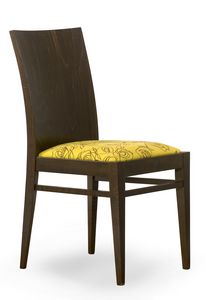 Sirio, Chair with wooden back and padded seat