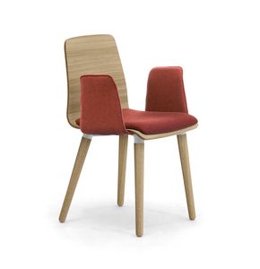 Zerosedici Wood 4GL, Wooden chair with padded armrests and seat