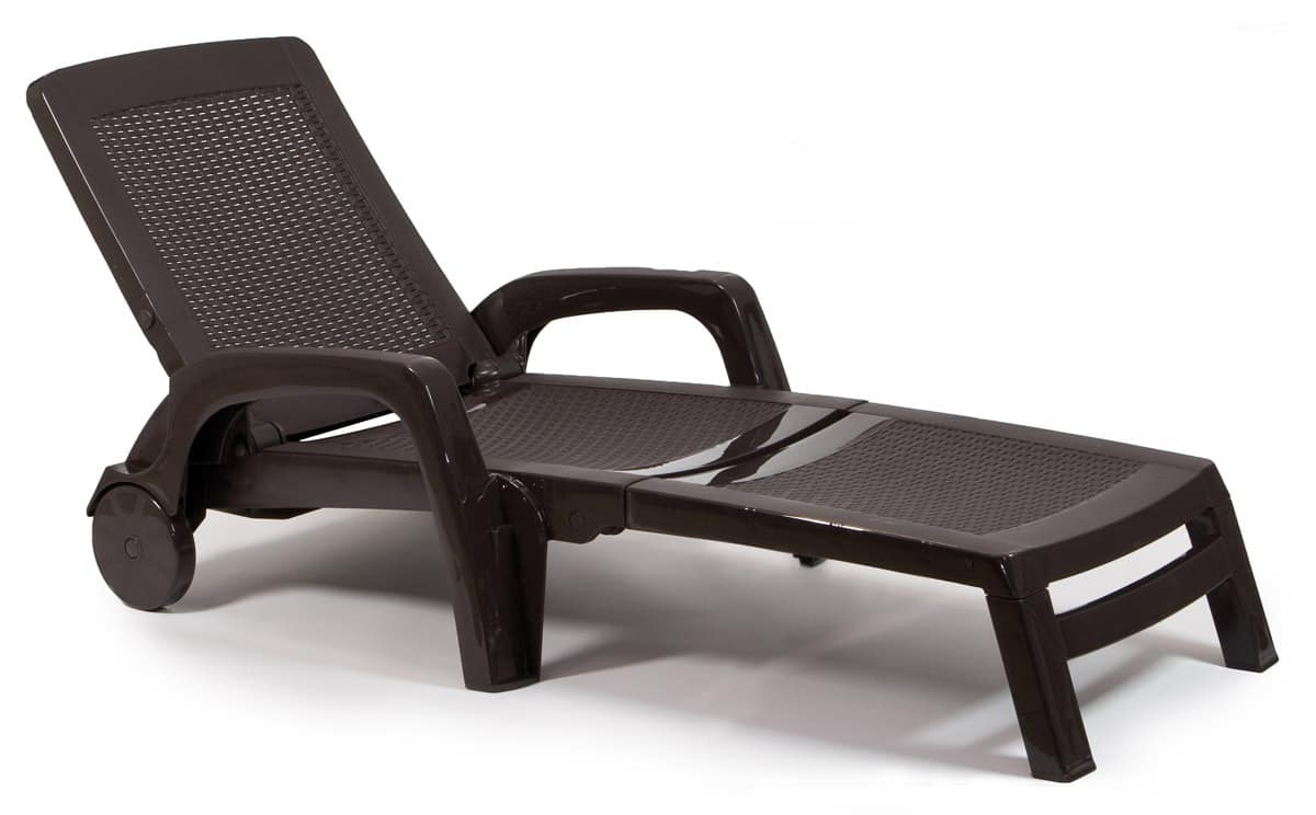Sun lounger made of poly rattan, with 