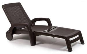 CHAISE LONGUE POLYRATTAN, Sun lounger made of poly rattan, with wheels and armrests