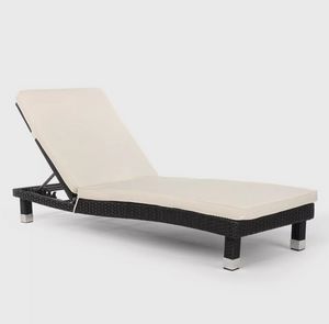 Classic Design Poly Rattan Lounger for Beach Garden Pool Playa LR181WICKN, Woven sunbed, with cushion