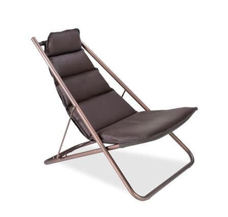 Padded Deckchair In Steel With Brushed Copper Finish Idfdesign