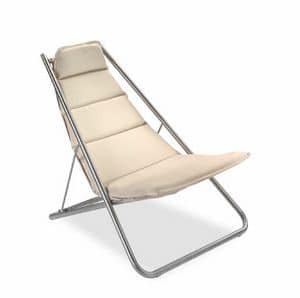 Fold deckchair, Steel deckchair, adjustable, with water-repellent fabric