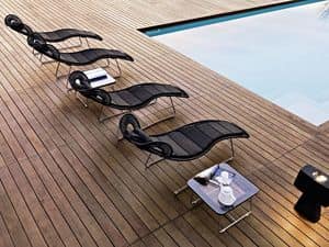 Loop sunlounger, Sunbed for pool, woven in synthetic fiber