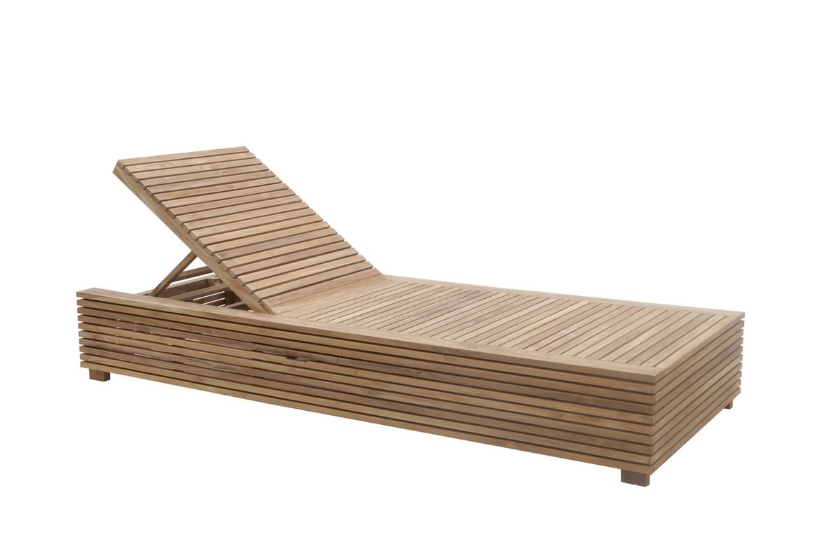 Saint Tropez 0517, Reclining sun lounger with pull-out table