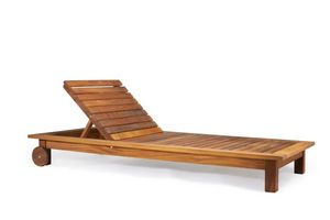 Sun lounger CR, Sun lounger in iroko wood, with reclining backrest