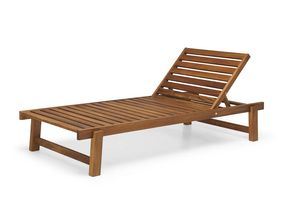 Sun lounger DB, Sunbed for beaches and spas, in iroko wood