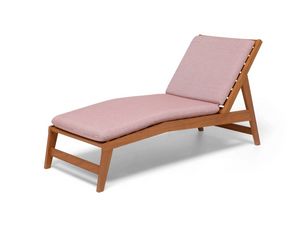 Sun lounger VL, Wooden sun lounger with fixed backrest, in iroko wood