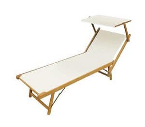 Sunbed, Outdoor sunbed in beech and plastic canvas
