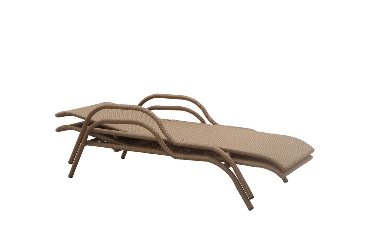 Waikiki 4505, Stackable sun beds with armrests in synthetic fiber